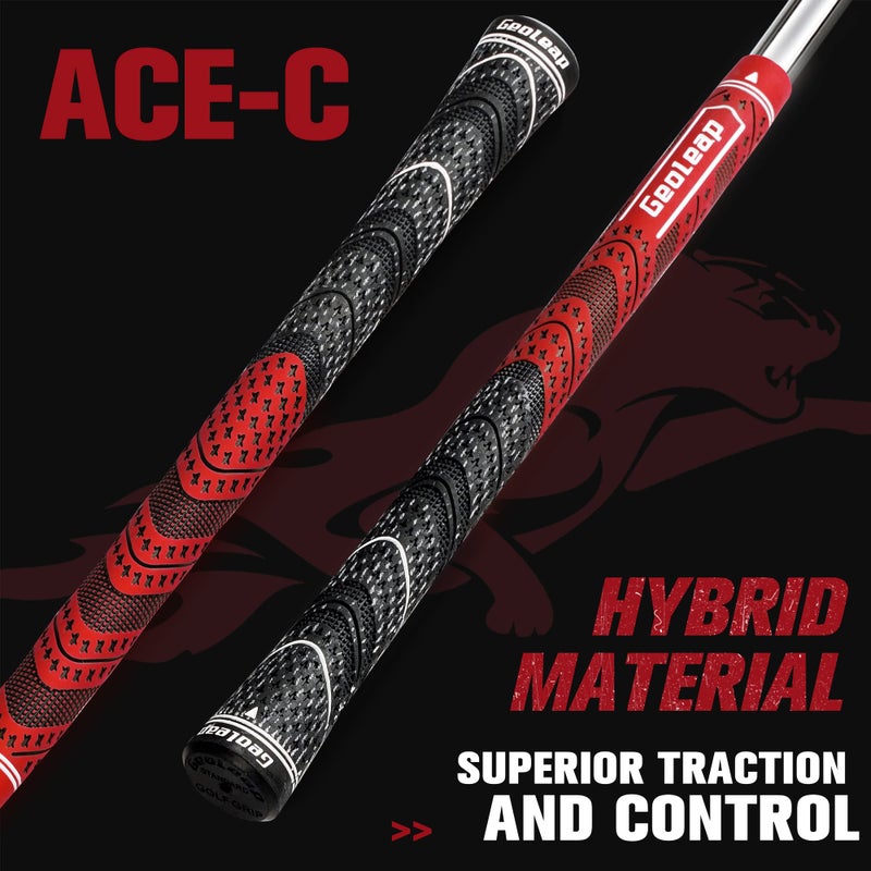 Geoleap Golf Grips Set of 13- Cord Rubber Compound Material, Hybrid Golf Club Grips, All Weather Performance. (Red, Midsize) - Image 2